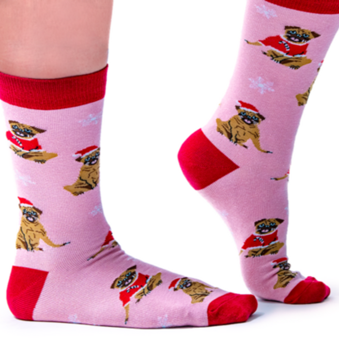 Merry Pug-Mas- Socks Small/Medium